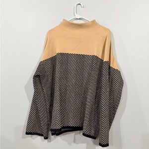 Elegant Tan and Black Women's Turtleneck Sweater